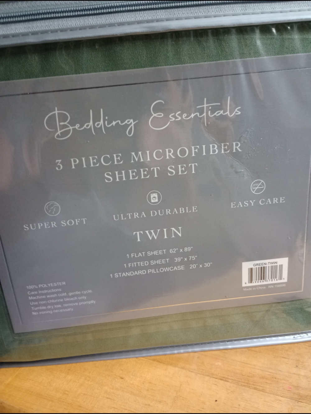 Essentials 3-Piece Microfiber Sheet Set - Green